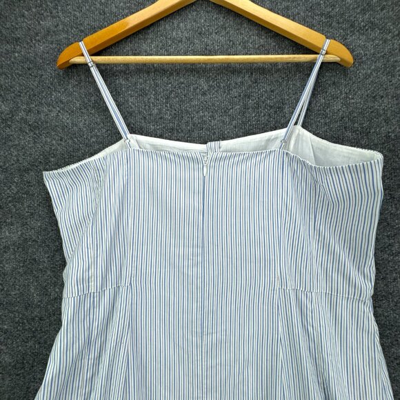 J Crew‎ Button Down Poplin Dress 14 White Blue Stripe Long Maxi Coastal Flowy - Picture 6 of 16
